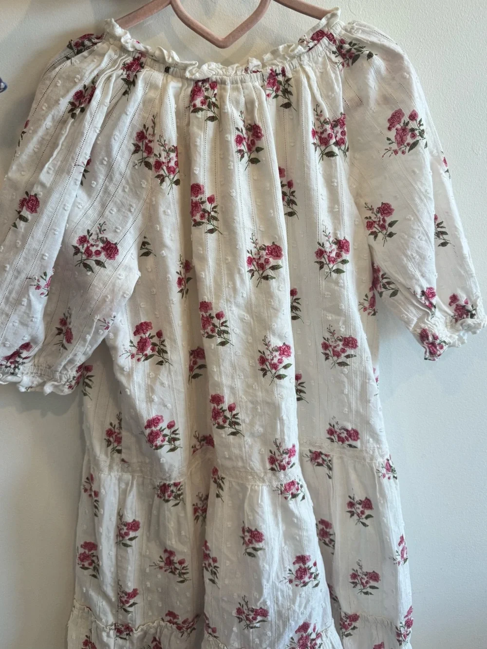 Bonton White Dress with Pink Floral Print - Picture 2 of 5